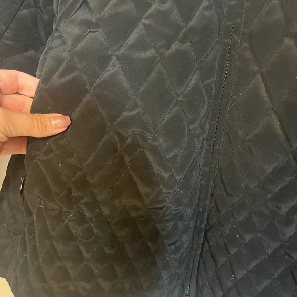Larry Levine Black Quilted Down Puffer Jacket with Authentic Fox Fur Women’s S - Picture 6 of 12